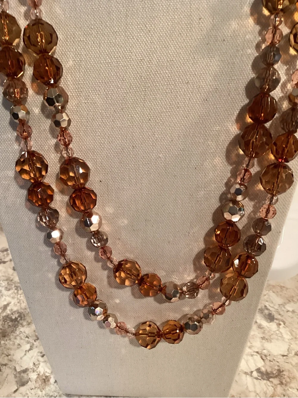Vintage Joan Rivers Bead Layered Necklace shades of gold